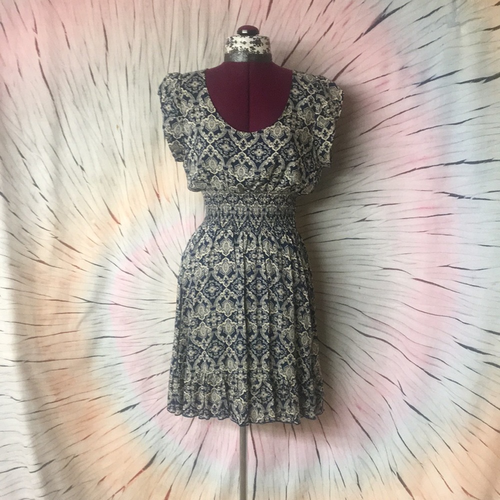 Navy blue and khaki dress
